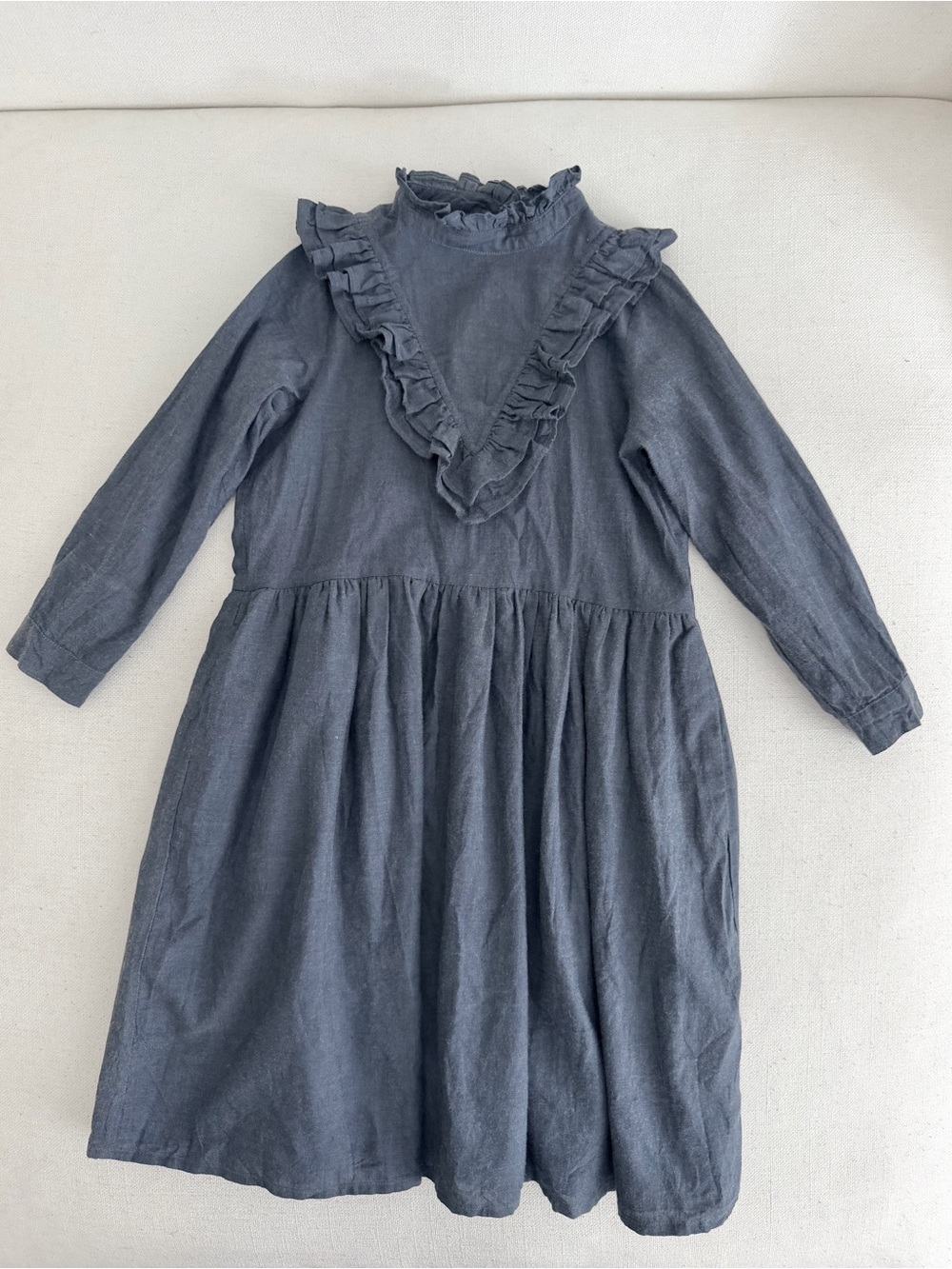 Ketiketa Ruffled Yoke Long-Sleeve Dress - Charcoal Gray
